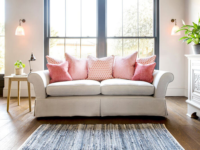 3 Lanhydrock 3 Seater Sofa in Seater Sofa in  with Jane Churchhill Mixed Coral Scatters
